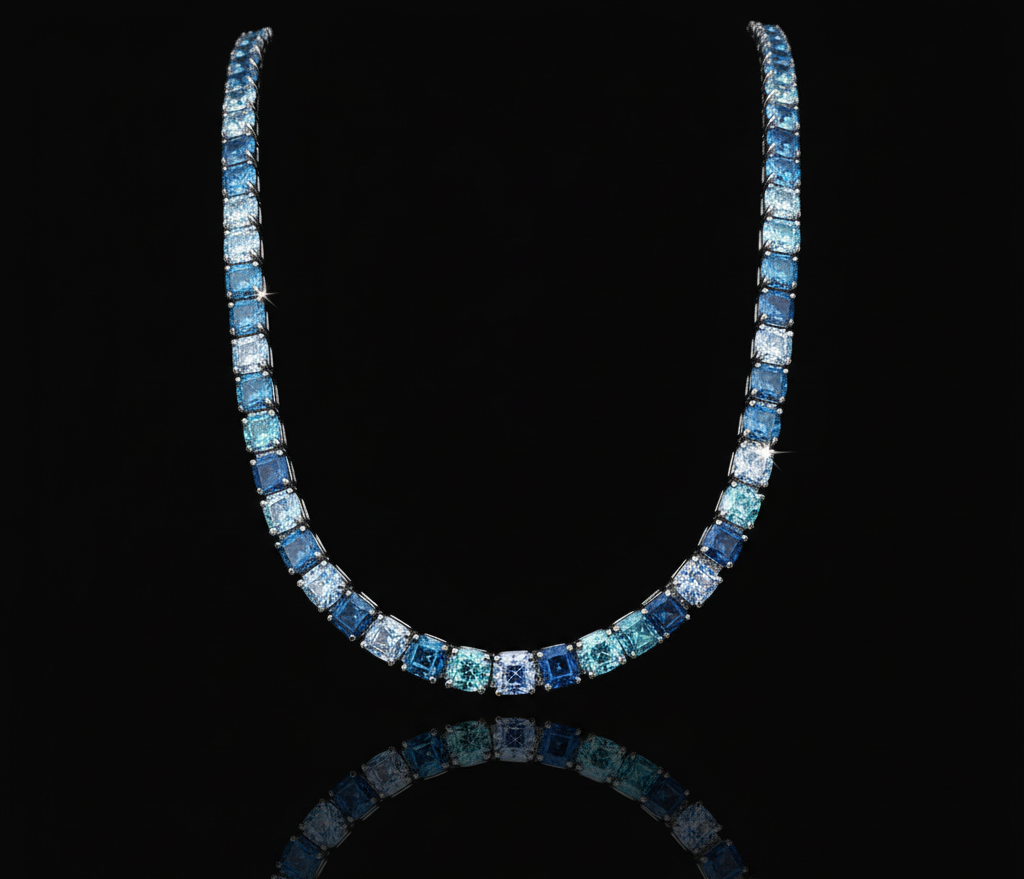 5MM Blue Moissanite Tennis Chain